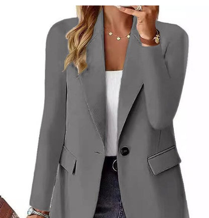 Chaqueta de Moda tipo Blazer con Solapa y Botones – Top de Manga Larga Casual para Mujer