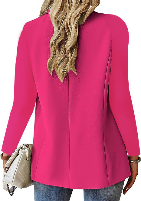 Chaqueta de Moda tipo Blazer con Solapa y Botones – Top de Manga Larga Casual para Mujer