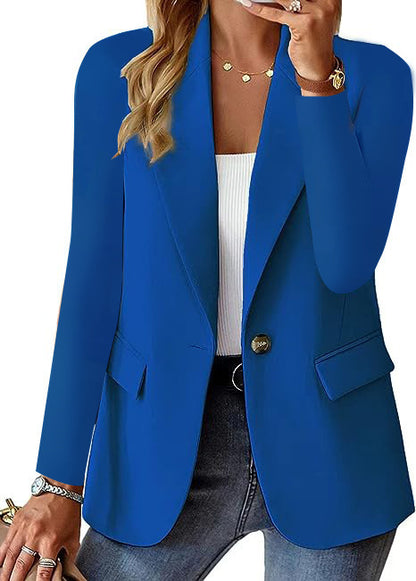 Chaqueta de Moda tipo Blazer con Solapa y Botones – Top de Manga Larga Casual para Mujer