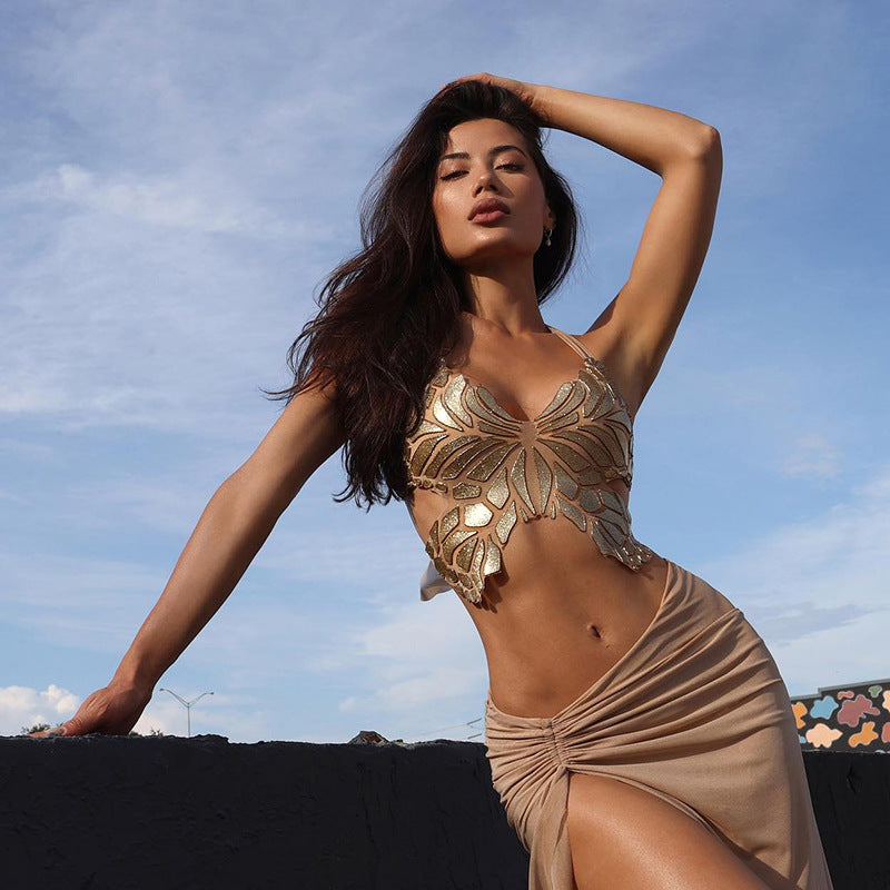 Camiseta de Tirantes para Mujer – Estampado de Mariposas, Estilo Chic y Sexy