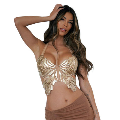 Camiseta de Tirantes para Mujer – Estampado de Mariposas, Estilo Chic y Sexy