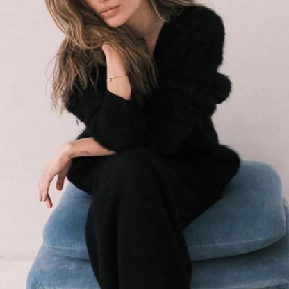 Cárdigan de Punto Holgado con Cuello en V y Botones para Mujer