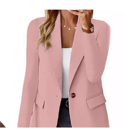 Chaqueta de Moda tipo Blazer con Solapa y Botones – Top de Manga Larga Casual para Mujer